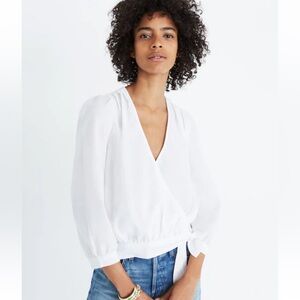 Madewell White Wrap Top